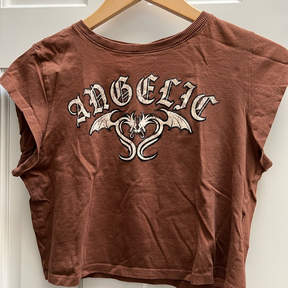 H&M cropped brown t-shirt